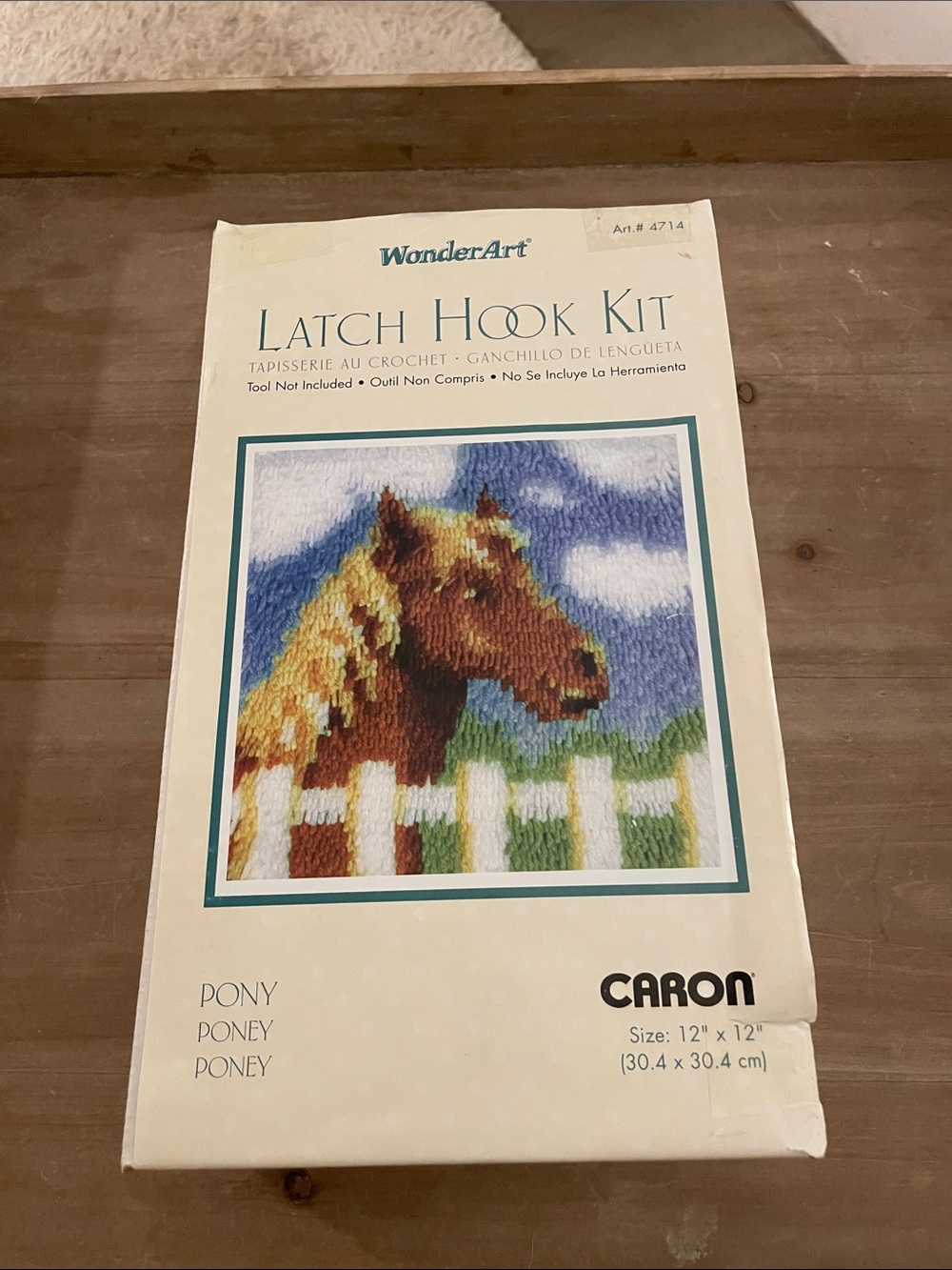 Caron Pony Latch hook Kit Multicolor Yarn Pack - White, Blue & Green